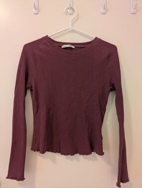 Dex Ribbed Long Sleeve Top in Mauve Plum